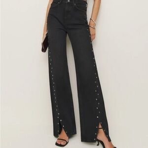 Reformation Cary Studded slouchy wide leg jeans